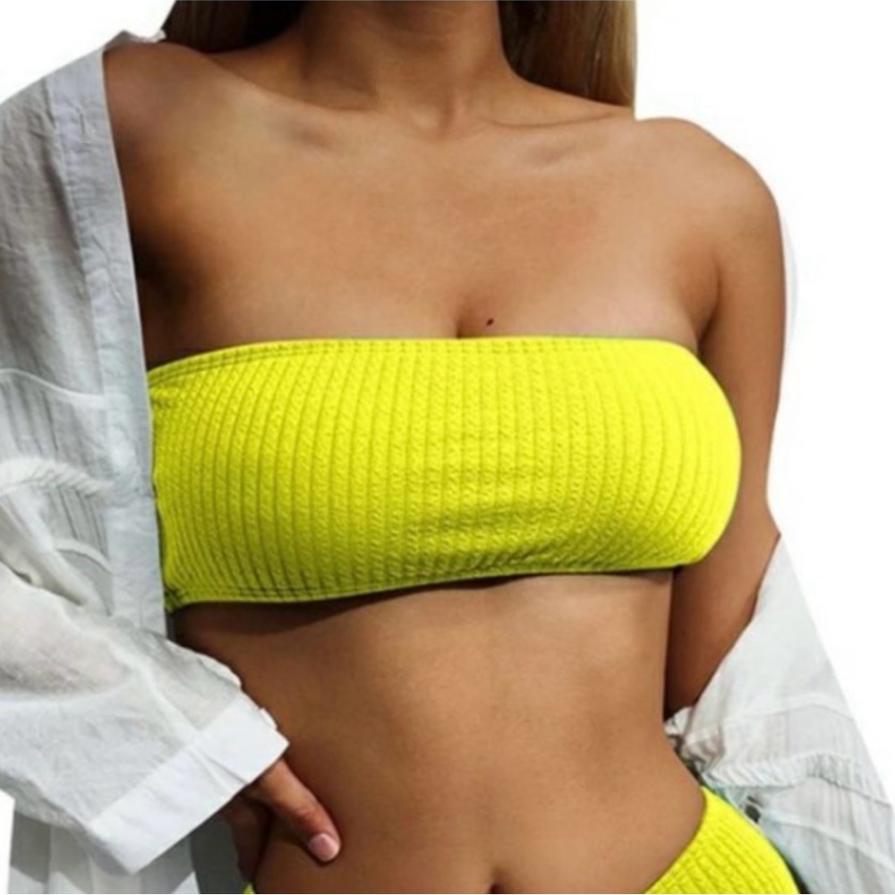 Good American Electric yellow swim top size 3/4 brand new